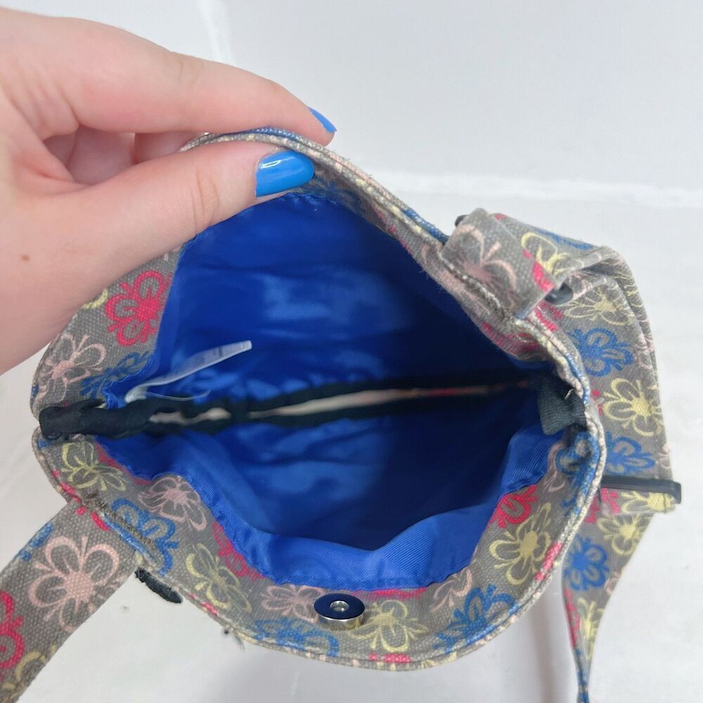 Kavu Limited Edition Keeper Cotton Canvas Taupe Pink Blue Floral Crossbody Bag - Picture 5 of 6